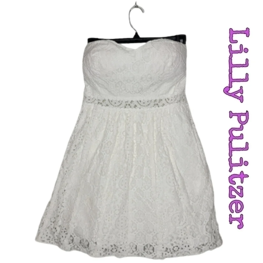 Lilly Pulitzer White Strapless Lace Dress - Picture 5 of 12
